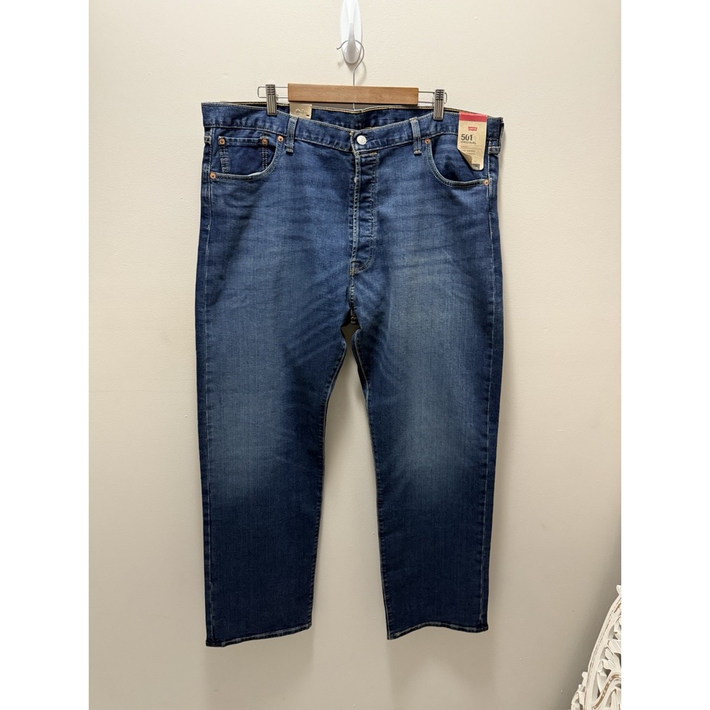 Levi's 501 Original Fit Levis Jeans Size 42 x 32 Stretch Medium Wash Button NWT
